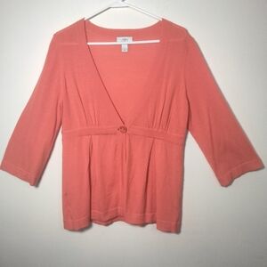 Ann Taylor Loft Coral 3/4 Sleeve Women's Empire Waist Sweater